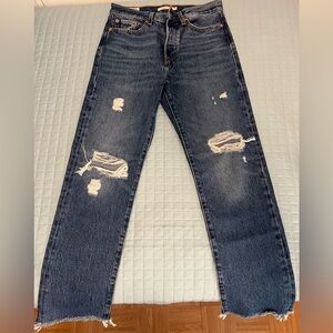 Levi’s Wedgie Straight Distressed Blue Jeans
